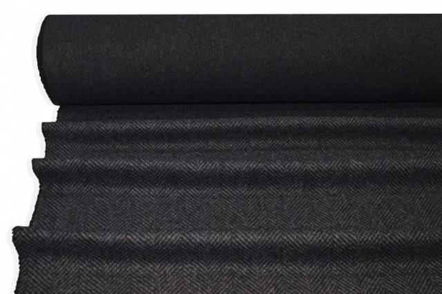 Vendita on line tessuto panno cappotto misto cashmere spinato grigio antracite - occasioni e scampoli lane e cashmere