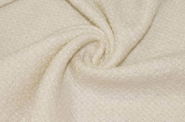 Vendita on line tessuto trama effetto chanel pura lana panna - tessuti abbigliamento lana