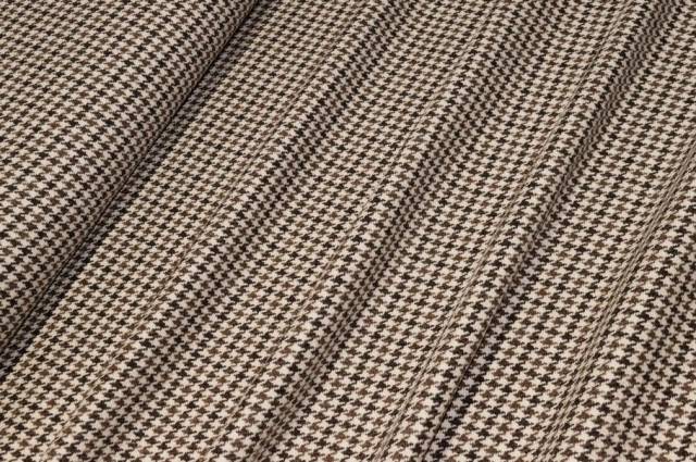 Vendita on line tessuto peso giacca in pura lana pied de poule beige - tessuti abbigliamento lana