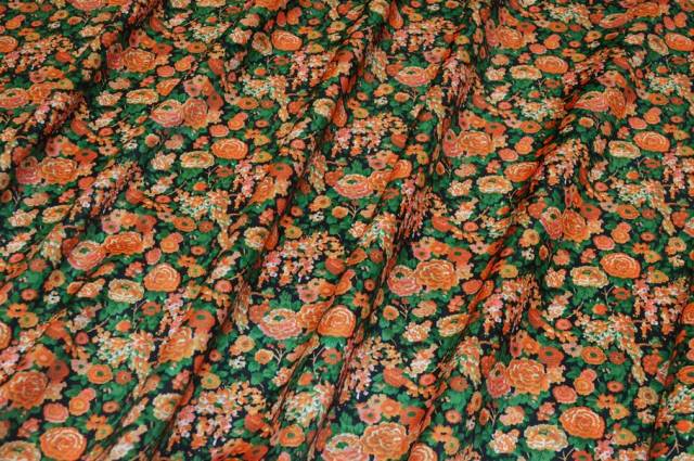 Vendita on line tessuto fodera fantasia floreale arancio - occasioni e scampoli