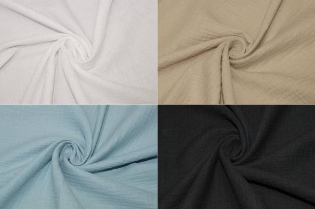 Vendita on line tessuto doppia garza puro cotone uniti - tessuti abbigliamento camiceria