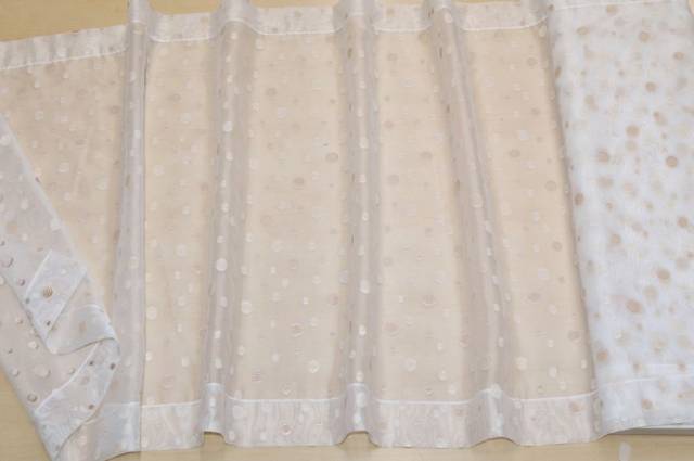Vendita on line tendino organza bollo beige - tessuti per tendine metraggio a vetro larghezza cm 60
