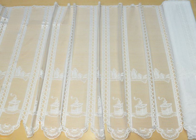 Vendita on line tendino ricamato bianco fantasia teiere - tessuti per tendine metraggio a vetro tirolesi