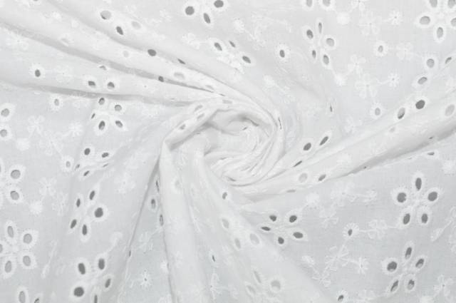 Vendita on line tessuto pizzo san gallo puro cotone ricamo margherita bianco - tessuti abbigliamento ricamati e pizzi