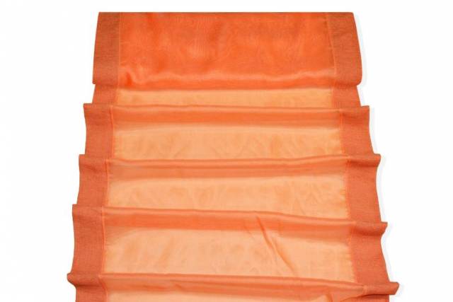 Vendita on line tendino velo arancio con inserto in ciniglia - tessuti per tendine metraggio a vetro larghezza cm 55