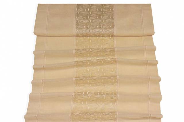 Vendita on line tendino beige con ricamo centrale - tessuti per tendine metraggio a vetro larghezza cm 55