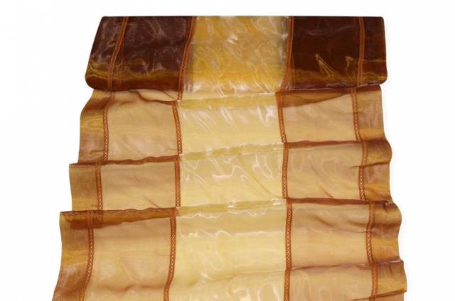 Vendita on line tendino organza oro cangiante ocra - tessuti per tendine metraggio a vetro larghezza cm 60