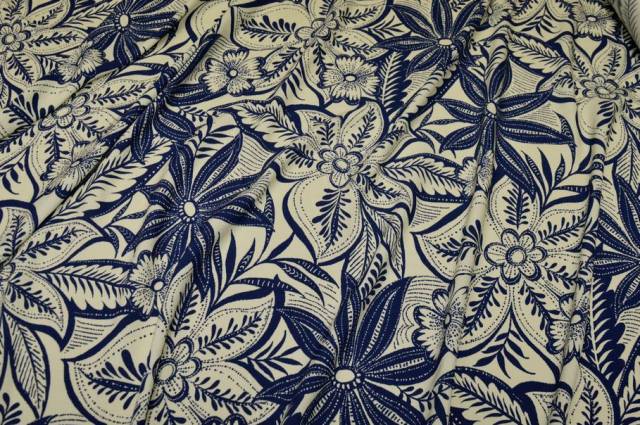 Vendita on line tessuto viscosa fantasia floreale panna e azzurro - prodotti