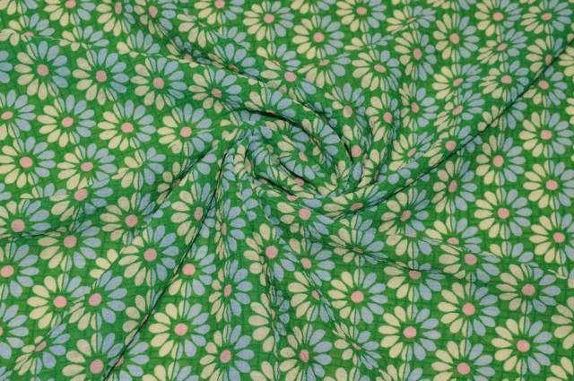 Vendita on line tessuto goffrato disegno fiorellino verde - tessuti abbigliamento poliestere fantasia