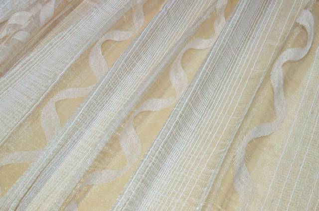 Vendita on line scampolo organza avorio con inserto ciniglia - tessuti per scampoli