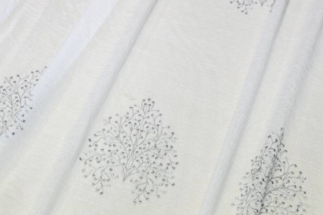 Vendita on line scampolo tenda effetto stropicciato con ricamo albero della vita - tessuti per scampoli