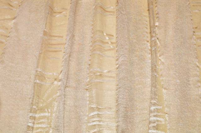 Vendita on line scampolo tenda organza fantasia geometrica oro e beige - tessuti per scampoli