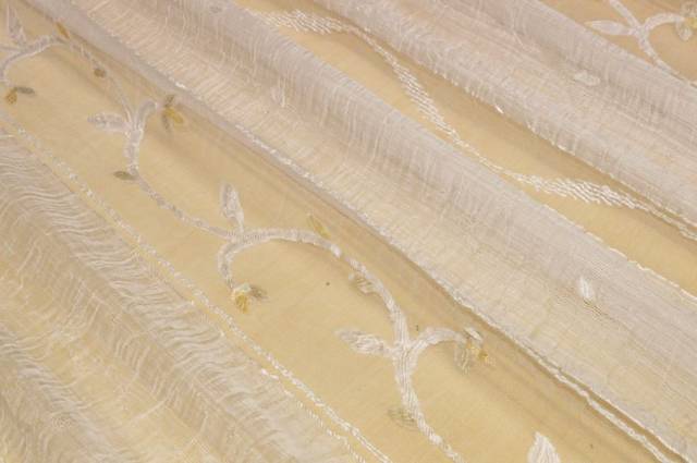 Vendita on line scampolo tenda organza con inserto fill coupe disegno foglia - tessuti per scampoli