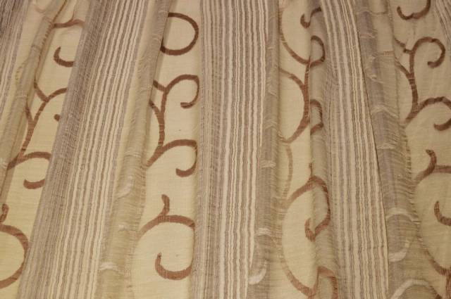Vendita on line tessuto tenda organza ricamo fill coupe' sfumato marrone - tessuti per