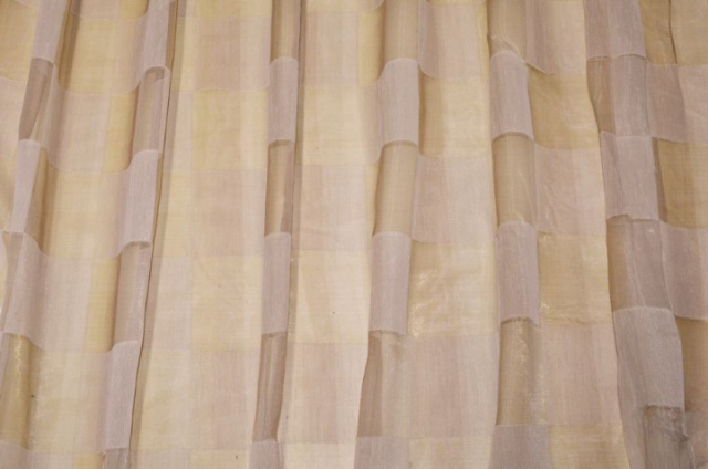 Vendita on line tessuto tenda organza scacco beige - tessuti per