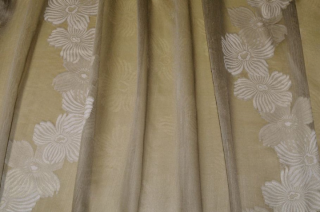 Vendita on line tessuto tenda con ricamo fill coupe floreale beige - tessuti per a metraggio classiche