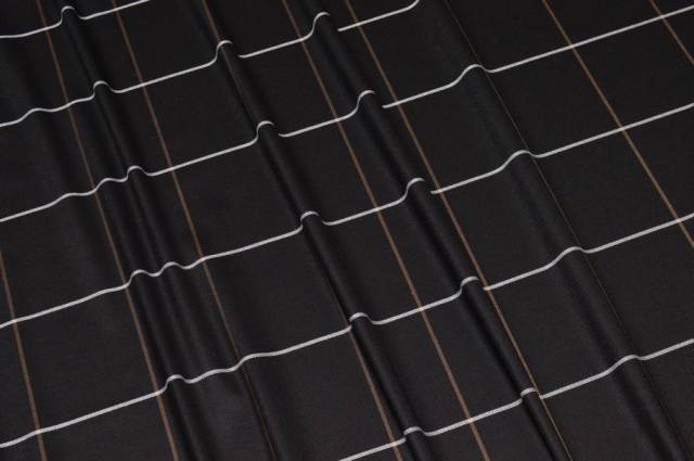Vendita on line tessuto lana stretch finestrato nero - tessuti abbigliamento lana