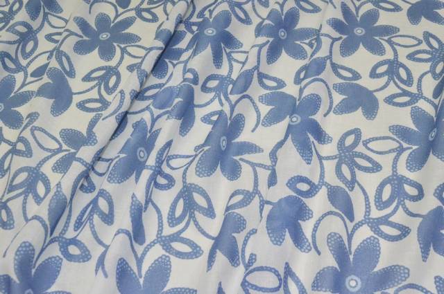 Vendita on line tessuto batista puro cotone disegno bianco e azzurro - cotoni