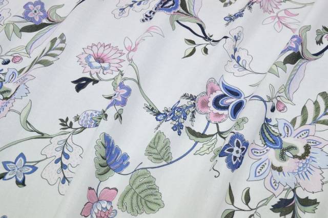 Vendita on line tessuto batista puro cotone fiore fondo bianco - cotoni