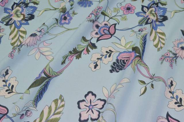 Vendita on line tessuto batista puro cotone fantasia fondo azzurro - cotoni