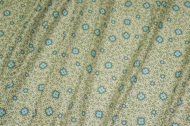 Vendita on line tessuto mussola puro cotone fantasia fiorellino verde - cotoni