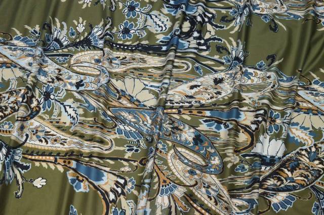 Vendita on line tessuto mussola puro cotone fantasia fondo verde - cotoni