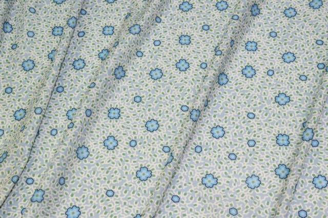 Vendita on line tessuto mussola puro cotone fantasia fiorellino azzurro - cotoni