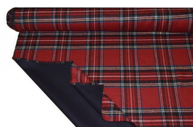 Vendita on line tessuto cappotto double pura lana tartan rosso - tessuti abbigliamento lana cappotti/panno/lana