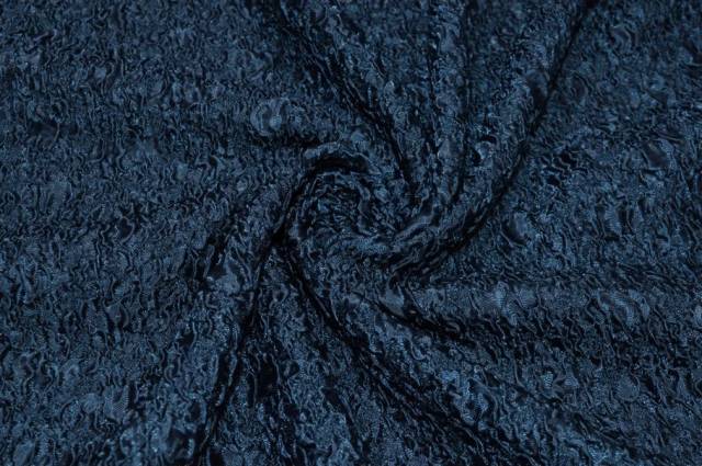 Vendita on line tessuto goffrato stretch blu - tessuti abbigliamento poliestere 