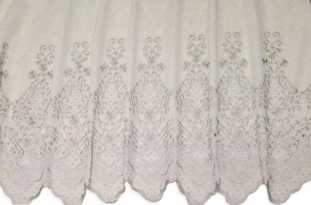 Vendita on line tessuto tenda ricamo in rilievo bianco/grigio - tessuti per a metraggio classiche