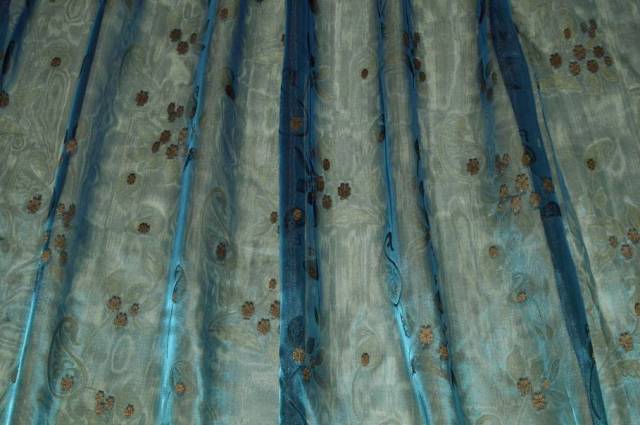 Vendita on line tessuto tenda organza petrolio cangiante - tessuti per a metraggio classiche