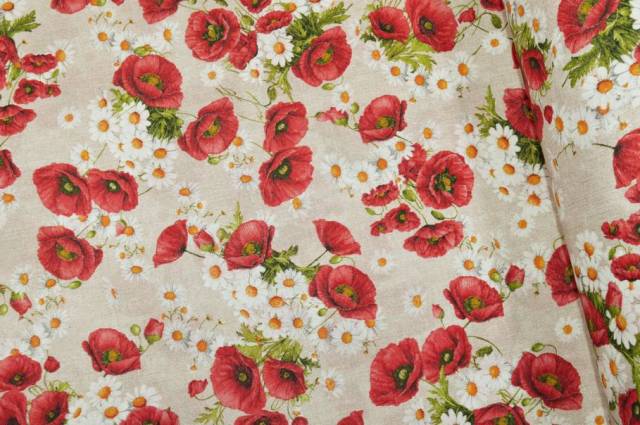 Vendita on line tessuto arredo fantasia papaveri - cotoni fantasie e frutti