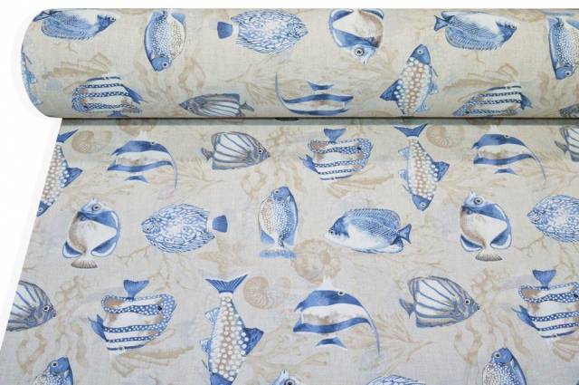 Vendita on line tessuto arredo fantasia pesci - cotoni