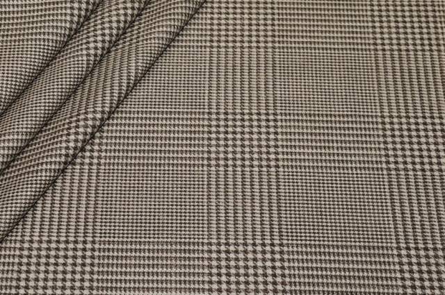 Vendita on line tessuto lana seta principe di galles nocciola - tessuti abbigliamento lana