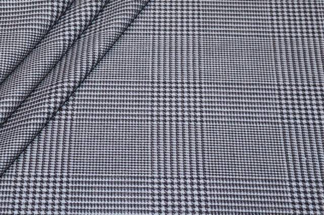 Vendita on line tessuto lana seta principe di galles blu - tessuti abbigliamento lana