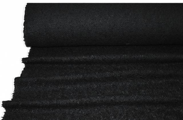 Vendita on line tessuto boucle pura lana nero - tessuti abbigliamento lana