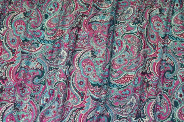 Vendita on line tessuto popeline puro cotone fantasia cashmere fucsia - cotoni