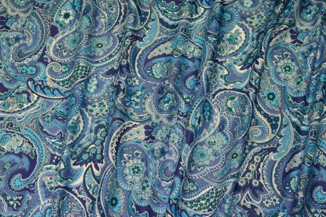 Vendita on line tessuto popeline puro cotone fantasia cashmere azzurro - cotoni