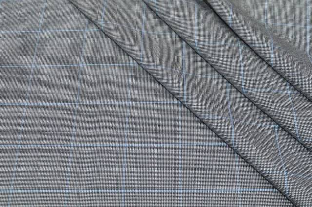 Vendita on line scampolo pura lana finestrato azzurro - tessuti abbigliamento lana uomo/tailleur