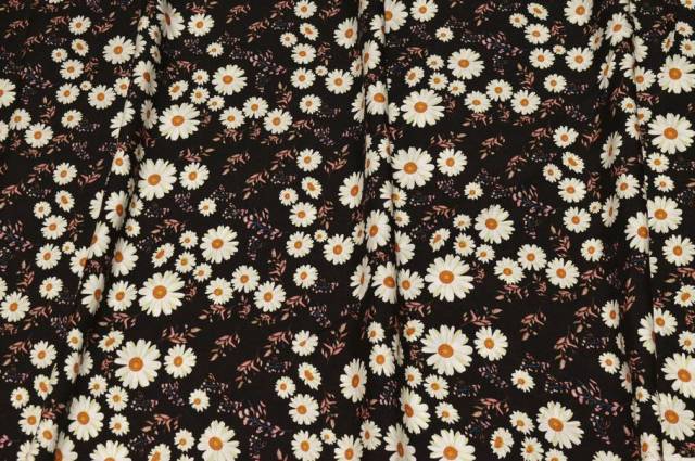 Vendita on line tessuto pura viscosa fondo nero fantasia margherite - tessuti abbigliamento viscosa fantasia