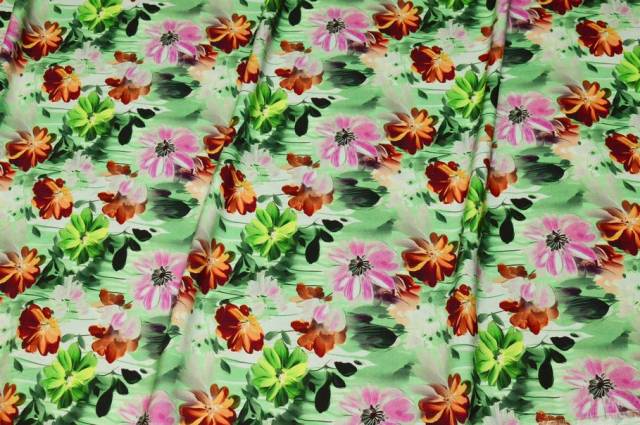 Vendita on line tessuto pura viscosa fantasia floreale verde - tessuti abbigliamento viscosa fantasia