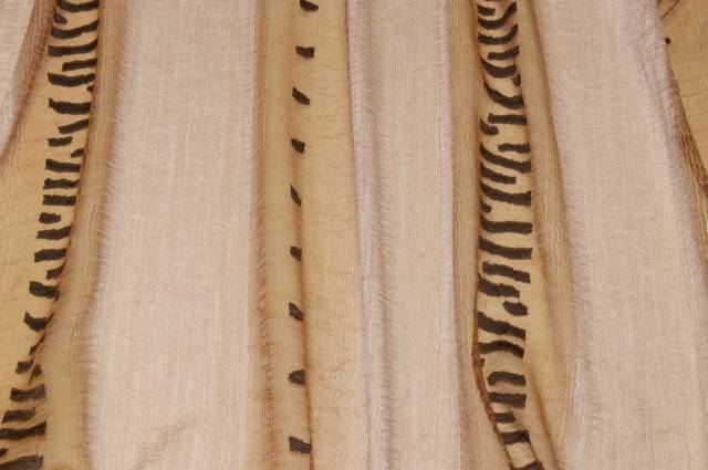 Vendita on line tessuto tenda organza beige ricamo marrone - tessuti per a metraggio classiche
