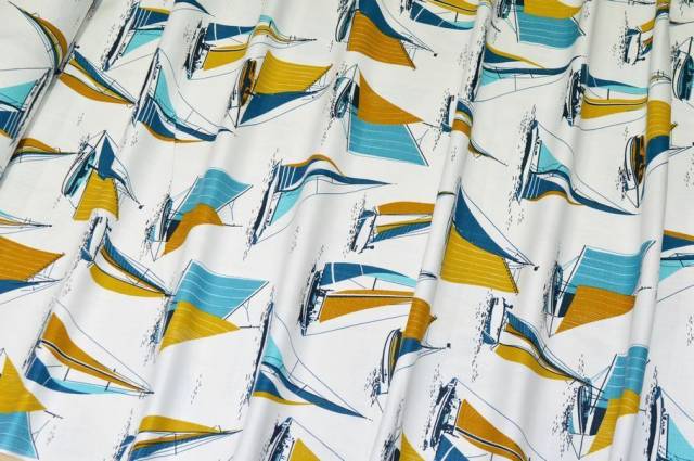 Vendita on line tessuto tovaglia misto lino fantasia vele - tessuti arredo casa per tovaglie per fantasia