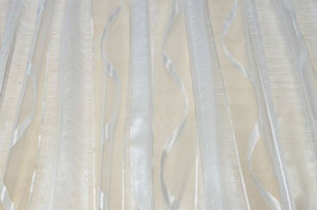 Vendita on line tessuto tenda con fasce in doppia organza bianco - tessuti per in offerta