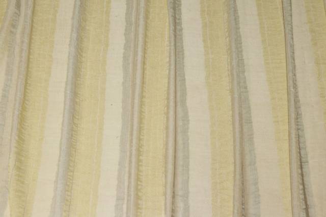 Vendita on line tessuto tenda organza stropicciata riga gialla verde - tessuti per in offerta
