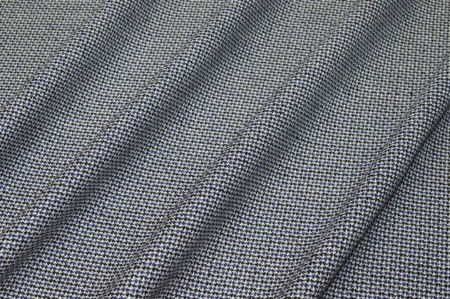 Vendita on line tessuto misto lana lino seta microfantasia nero blu - tessuti abbigliamento lana uomo/tailleur