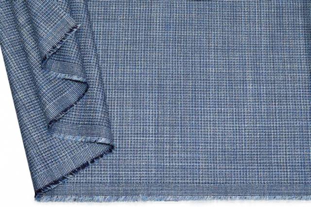 Vendita on line tessuto misto lana lino seta microfantasia azzurra - tessuti abbigliamento lino