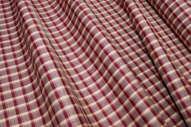 Vendita on line tessuto misto lino stretch scacchetto bordeaux - tessuti abbigliamento viscosa