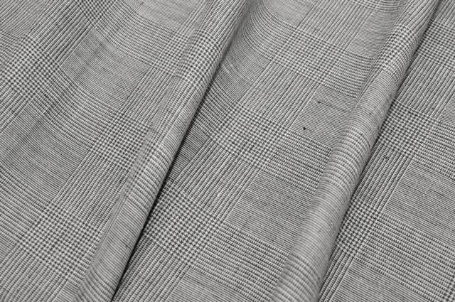 Vendita on line tessuto principe di galles misto lana lino grigio - tessuti abbigliamento lana uomo/tailleur