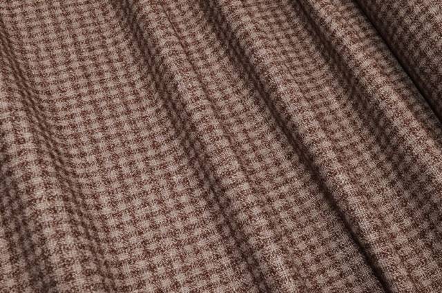 Vendita on line tessuto misto lino lana quadretto marrone bruciato - tessuti abbigliamento lino